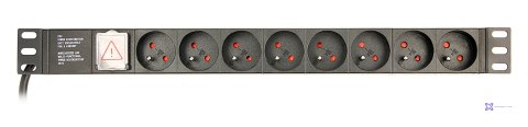 GEMBIRD LISTWA ZASILAJĄCA RACK 19" PDU EG-PDU-014-F 1U, 16A, 8X FRANCUSKIE GNIAZDO, WTYK SCHUKO, KABEL 3M