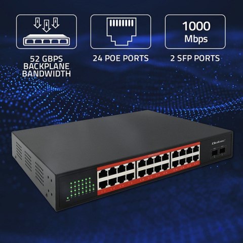 Qoltec Przełącznik sieciowy SWITCH Gigabit Ethernet | 24x RJ45 | 2x SFP | 1000 Mb/s (OUTLET)