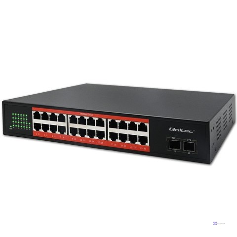 Qoltec Przełącznik sieciowy SWITCH Gigabit Ethernet | 24x RJ45 | 2x SFP | 1000 Mb/s (OUTLET)