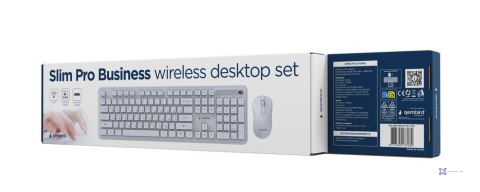 GEMBIRD BEZPRZEWODOWY ZESTAW KLAWIATURY + MYSZ SLIM PRO BUSINESS NA BIURKO,BIAŁY, UKŁAD RU