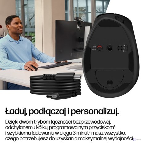 Mysz HP Tilt Ergonomic Black Mouse 720M Wireless / Bluetooth bezprzewodowa czarna BH0Z4AA
