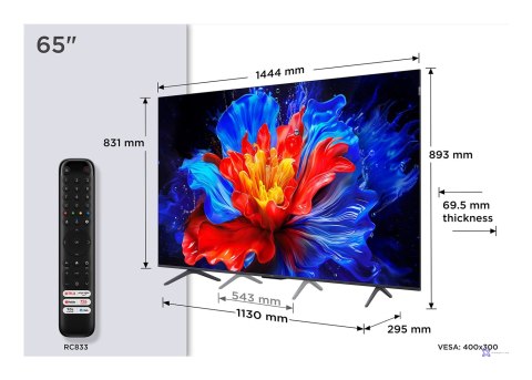 Telewizor TCL 65P8K QLED 65" 4K Ultra HD 120Hz Google TV Dolby Atmos Metaliczny (OUTLET)
