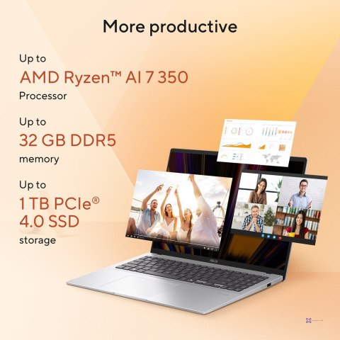 ASUS Vivobook 16 M1607KA-MB164W Ryzen AI 5 330 16.0"WUXGA IPS-level Panel 60Hz 300nits AG 16GB DDR5 SSD512 Radeon Graphics WLAN+