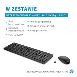 Zestaw klawiatura + mysz HP 230 Wireless Mouse and Keyboard Combo bezprzewodowe czarne Niemiecki układ klawiszy QWERTZ 18H24AA#A