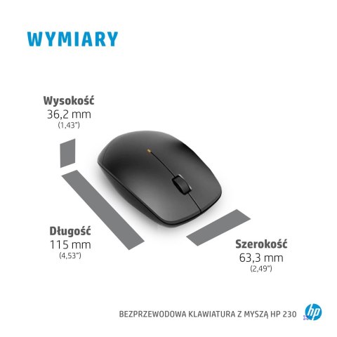 Zestaw klawiatura + mysz HP 230 Wireless Mouse and Keyboard Combo bezprzewodowe czarne Niemiecki układ klawiszy QWERTZ 18H24AA#A