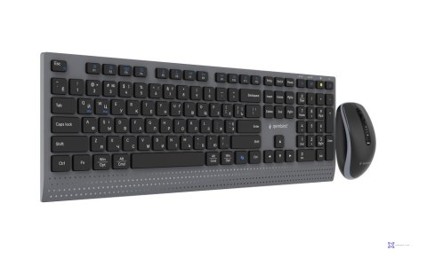 GEMBIRD BEZPRZEWODOWY ZESTAW KLAWIATURY + MYSZ DUAL MODE, 2.4 GHZ + BT, SLIM, UKŁAD RU, KOLOR CZARNY
