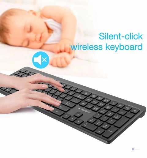 GEMBIRD BEZPRZEWODOWY ZESTAW KLAWIATURY + MYSZ SLIM PRO BUSINESS, DUAL MODE, 2,4 GHZ + BT, UKŁAD US, KOLOR CZARNY