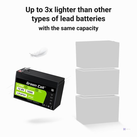 GREEN CELL AKUMULATOR LIFEPO4 CUBE 10AH 12V/12.8V 128WH LFPGC12V10AH