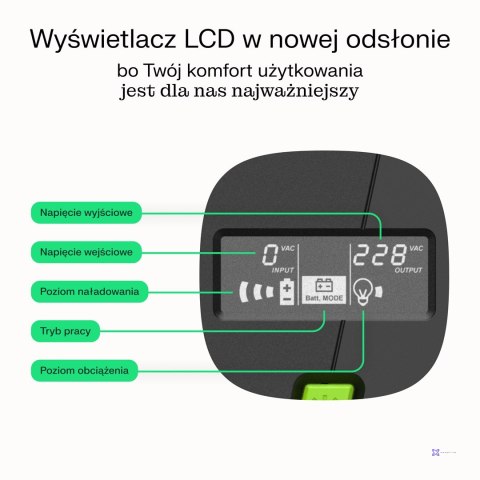 GREEN CELL UPS POWERPROOF 1050W/1500VA CZYSTA SINUSOIDA