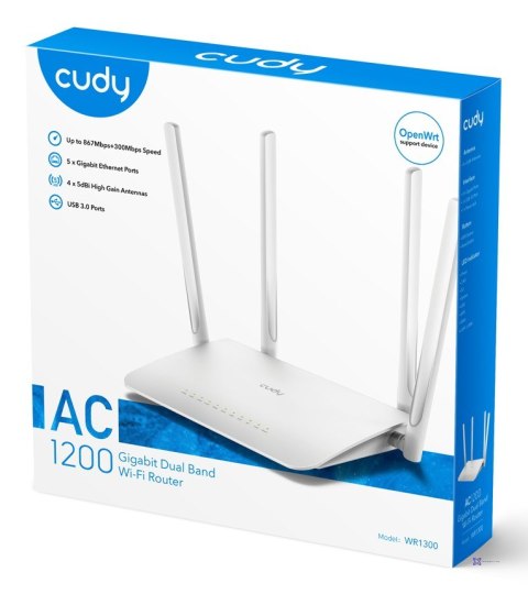 Router CUDY WR1300 LAN Gigabit AC1200 Dual Band WiFi Mesh