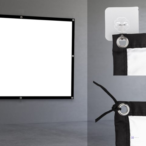 MACLEAN EKRAN PROJEKCYJNY 84", 175X131CM, , OBRAMOWANIE 25MM 4:3, HACZYKI DO NACIĄGU MC-166