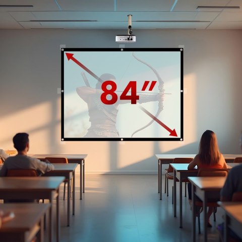 MACLEAN EKRAN PROJEKCYJNY 84", 175X131CM, , OBRAMOWANIE 25MM 4:3, HACZYKI DO NACIĄGU MC-166