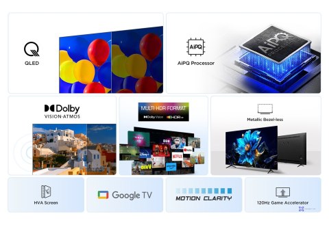 Telewizor TCL 43P7K QLED 43" 4K Ultra HD Google TV Dolby Atmos DVB-T2 Metaliczny (OUTLET)