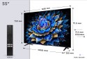 Telewizor TCL 55T69C QLED 55" 4K Ultra HD Google TV Dolby Atmos DVB-T2 Metaliczny (OUTLET)