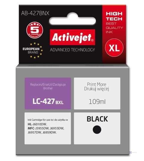 Activejet AB-427BNX Tusz (zamiennik Brother LC-427BXL ; Supreme; 109 ml; czarny)