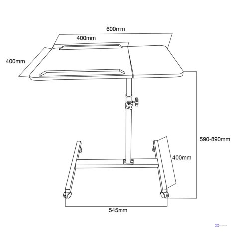 MACLEAN MOBILNE BIURKO/STAND NA LAPTOP, CZARNE, REGULACJA WYSOKOŚC 59-89CM, MAX. 30KG MC-121 B