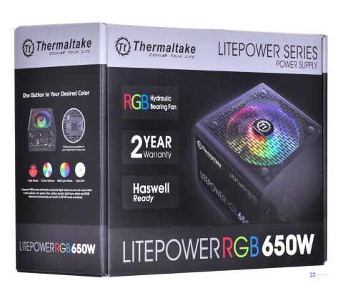 Zasilacz Thermaltake Litepower RGB PS-LTP-0650NHSANE-1 (650 W; Aktywne; 120 mm)