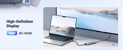 Ugreen Adapter HUB CM511 USB-C do HDMI, 3x USB-A 3.0, SD/TF