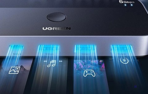 Ugreen Przełącznik switch USB 3.0 CM662, 2X4 out (czarny)