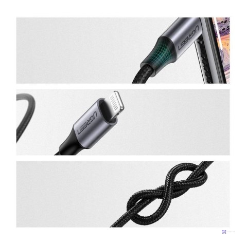 Ugreen kabel przewód audio AUX MFI Lightning - 3,5 mm mini jack 1 m szary