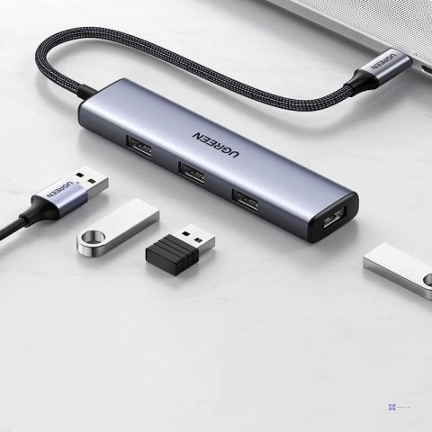 Ugreen rozdzielacz HUB USB Typ C - 4x USB 3.2 Gen 1 srebrny