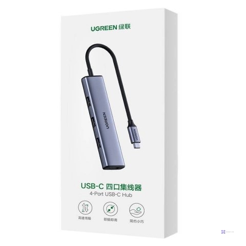 Ugreen rozdzielacz HUB USB Typ C - 4x USB 3.2 Gen 1 srebrny