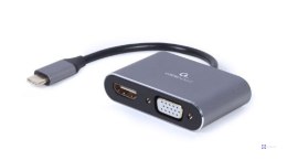GEMBIRD ADAPTER USB TYPU C NA HDMI + VGA NA KABLU SZARY (OUTLET)