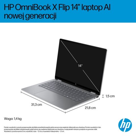 HP OmniBook X Flip 2in1 14-fk0020nw Ryzen AI 5 340 14"2K OLED 300nits LBL Glosy 16GB LPDDR5x SSD512 Radeon 840M Cam5MP+IR 59Wh W
