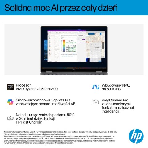 HP OmniBook X Flip 2in1 14-fk0020nw Ryzen AI 5 340 14"2K OLED 300nits LBL Glosy 16GB LPDDR5x SSD512 Radeon 840M Cam5MP+IR 59Wh W