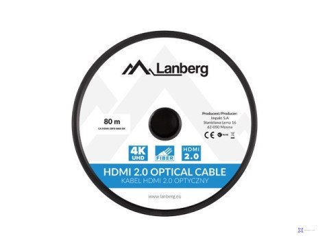 LANBERG KABEL HDMI M/M V2.0 80M OPTYCZNY AOC CA-HDMI-20FB-0800-BK