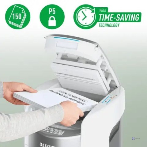 Niszczarka Leitz IQ Optimax AutoFeed 150, P5, 150 kartek, 15 l kosz