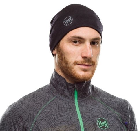 Czapka wełniana Buff Merino Midweight, solid black