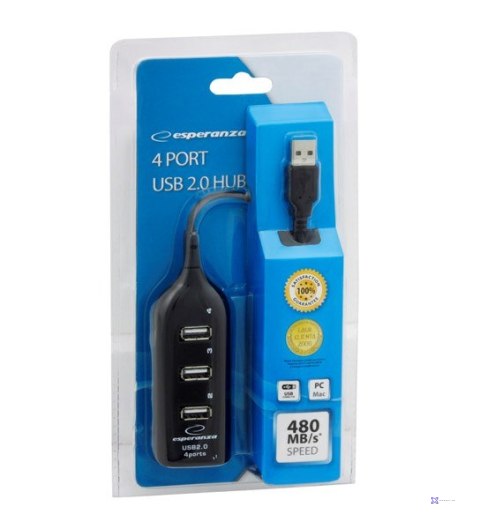 Hub Esperanza EA116 (4x USB 2.0; kolor czarny)