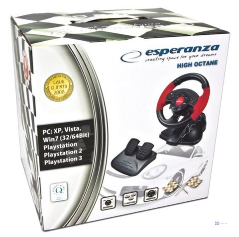 Kierownica z wibracjami Esperanza High Octane EG103 (PC, PS2, PS3; kolor czarny)