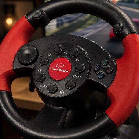 Kierownica z wibracjami Esperanza High Octane EG103 (PC, PS2, PS3; kolor czarny)