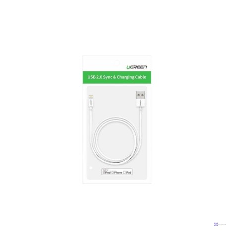 UGREEN NIKLOWANY KABEL LIGHTNING, 1 METRA BIAŁY