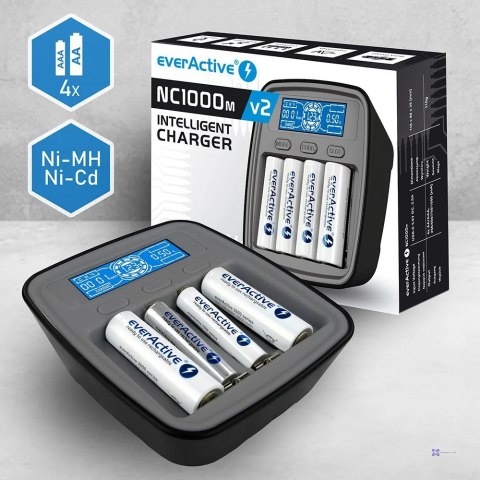 EVERACTIVE ŁADOWARKA DO AKMULATORÓW NI-MH USB-C NC1000MV2