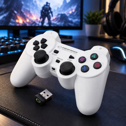 Gamepad bezprzewodowy Esperanza GLADIATOR EGG108W (PC, PS3; kolor biały)