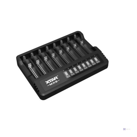 XTAR ŁADOWARKA DO AKUMULATORÓW LI-ION 3,6V / 3,7V / 1,5V ORAZ 1,2V NI-MH - 8 KANAŁÓW MX8