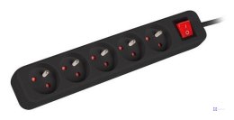 LANBERG LISTWA PRZEDŁUŻACZ 1.5M 5X 230V PL Z WYŁĄCZNIKIEM KABEL WYKONANY Z PEŁNEJ MIEDZI CZARNA