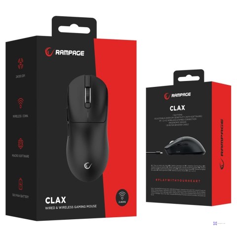 RAMPAGE MYSZ CLAX CZARNA 24 000 DPI