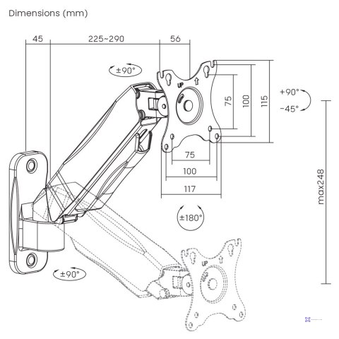MACLEAN UCHWYT NAŚCIENNY MONITORA 17-32'', 9KG MAX, SPRĘŻYNA MECHANICZNA MC-979