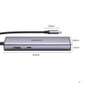 HUB Ugreen CM512 15598 6w1 USB-C - 3x USB-A 3.0 / HDMI / RJ45 / USB-C PD - szary