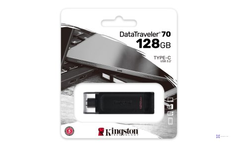 KINGSTON FLASH 128GB USB-C 3.2 Gen1 DataTraveler 70 (OUTLET)