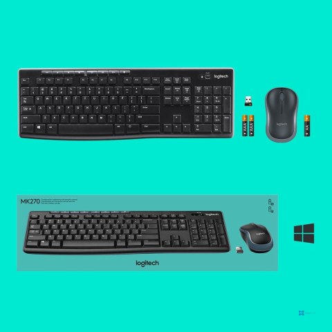 Klawiatura membranowa Logitech MK270 920-004508 (USB (Radio 2.4 GHz); kolor czarny) (OUTLET)