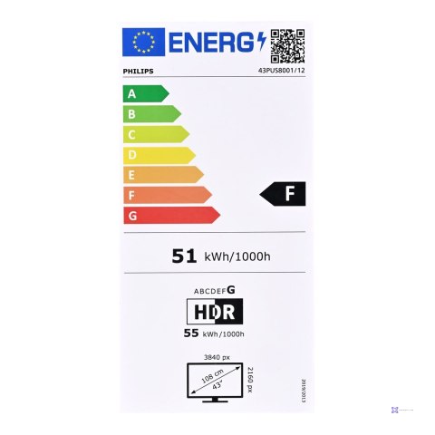 Telewizor Philips 43PUS8001/­12 LED 43" 4K Ultra HD Titan OS Dolby Atmos Ambilight DVB-T2 Czarny