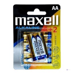 Maxell Baterie alkaliczne ALKALINE LR06 LR6 AA BLISTER 1,5V x 4 szt.+ 2 szt.