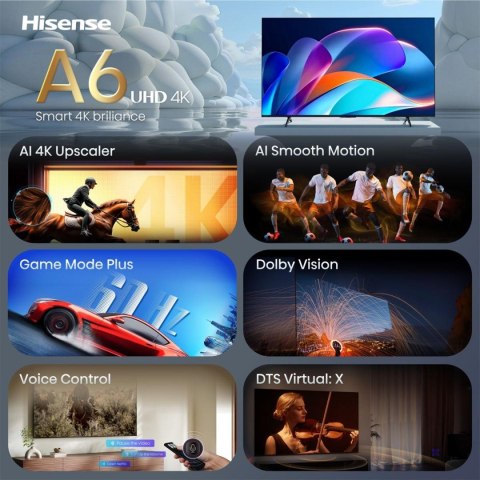 Telewizor Hisense 55A6S DLED 55" 4K Ultra HD VIDAA Dolby Atmos DVB-T2 Czarny