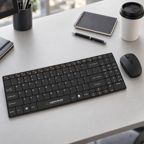 Zestaw klawiatura + mysz Esperanza EK122K (USB 2.0; (US); kolor czarny; laserowa)