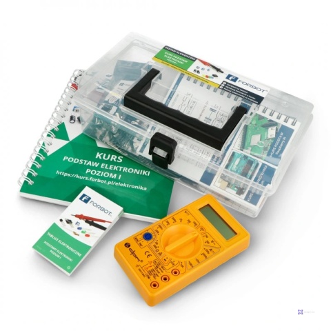 FORBOT - zestaw dla ucznia: kurs elektroniki (elementy, książka, tablice, miernik)